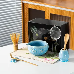 8pcs New Matcha Tea Set, Heart-Shaped Ceramic Matcha Bowl with Spout, Japanese Style Matcha Teapot, Tea Making Tools, Perfect for Tea Lovers, Matcha Kit Set