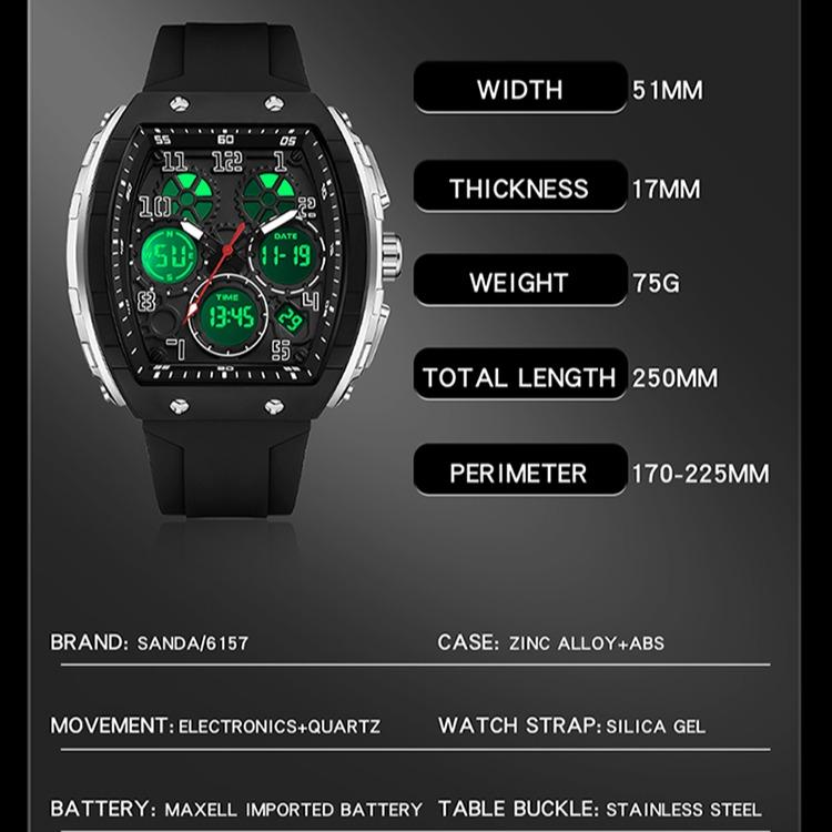 SANDA Men's Watch, New Electronic Watch, Digital Multifunctional, Fashionable And Versatile Alarm Clock, Men's Holiday Gift, Suitable for Outdoor Activities, Travel Timepiece, Stylish Wristwatch, Sleek Design Watch, Highquality Timepiece, Electronic