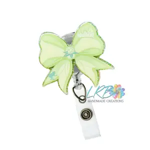 Princess Frog Coquette Bow Badge Reel - Handmade Retractable Tiana-Inspired ID Holder, Made to Order Badge Clip for Nurses, Teachers, Healthcare Workers