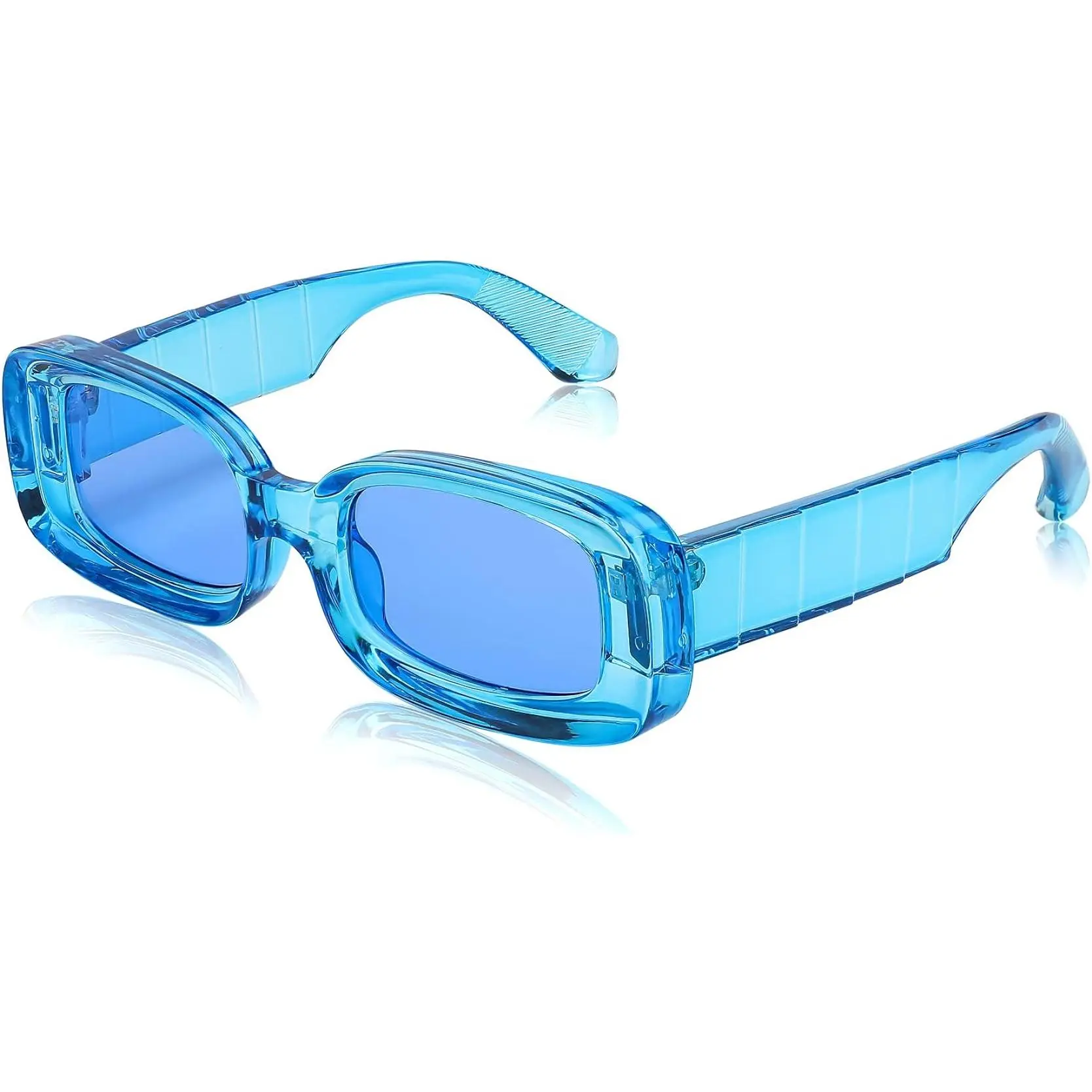FEISEDY Retro Thick Rectangle Sunglasses Retro 90s Small Chunky Square Women Men B2307