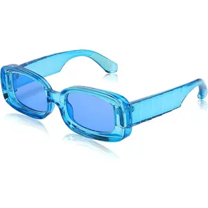 FEISEDY Retro Thick Rectangle Sunglasses Retro 90s Small Chunky Square Women Men B2307