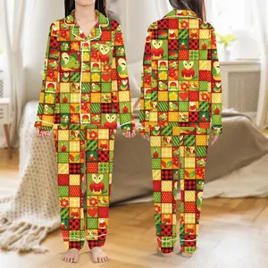 Anime Christmas Pajamas Set, Fruits Long Short Sleeve Pajama, Cute Chibi Youth & Adult Holiday Sleepwear, Family Xmas Pjs 45985 60