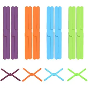8 Pack X-Shaped Silicone Trivets for Hot Dishes Eco-Friendly Foldable Trivets for Hot Pots and Pans Folding Trivet Save Much Space for Kitchen Home,Four Colors