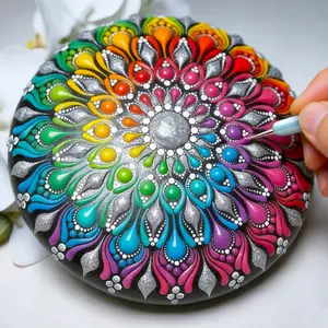 Mindful Mandala Dot Art Kit  Wooden Tools & Stencils – Stress Relief Painting Set for Beginners | Best Creative DIY Gift for Mom acrylic paint