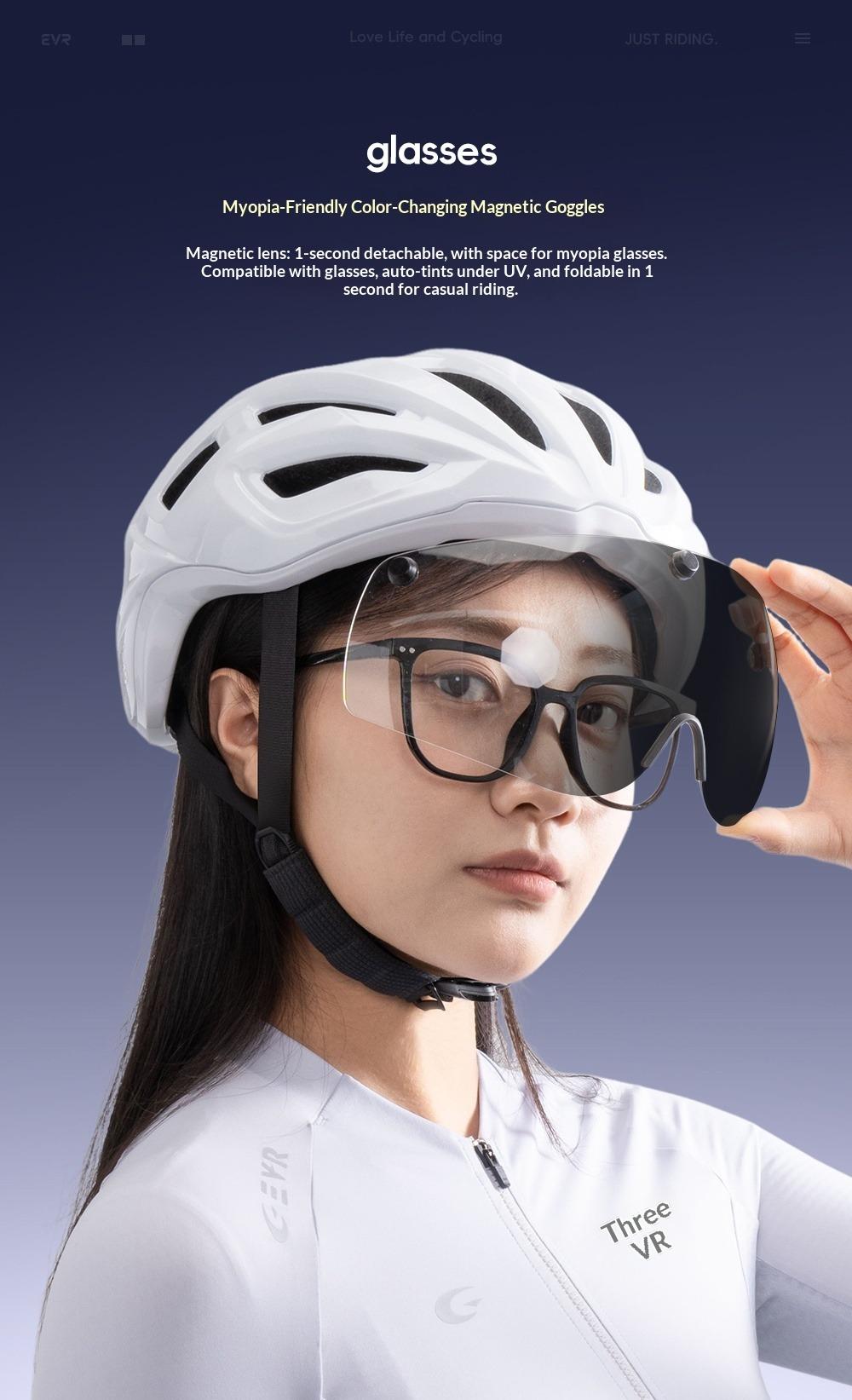 EVR New Magnetic Color‑Changing Cycling Helmet with Visor for Road Bikes — Outdoor Safety Helmet DIS (Item No.: TK2412)