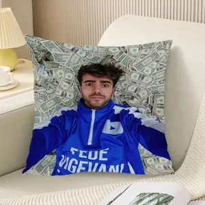1pc Internet celebrity Fede Vigevani Standard pillowcase polyester double-sided printed home decoration pad pillowcase 18x18 inches, suitable for bedrooms, sofas, dormitories, and offices, is an ideal holiday gift (pillow not included)