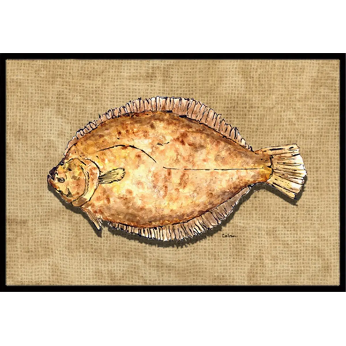 212 MAIN 18x27 in. Fade-Resistant Aquatic Flounder Floor Mat, Felt-Backed Artistic Rug for Indoor and Outdoor Use