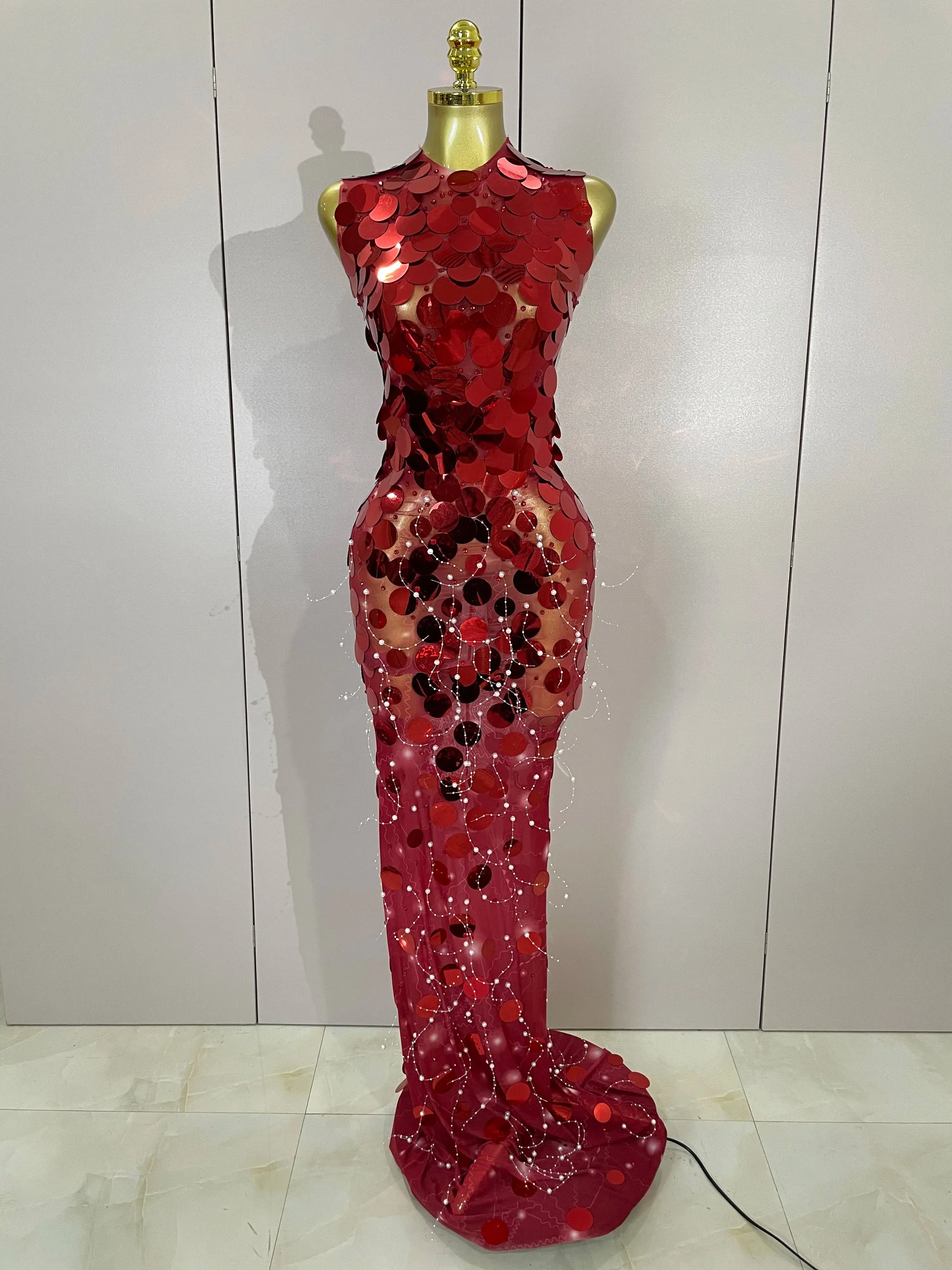 Women's Sexy Natalia Sparkle Sequin Mesh Maxi Gown - Floor-Length Formal Dress, Ideal for Bachelorette Party, Birthday Events, Elegant Dresses For Women, Sheer, Sparkly, Nightclub, Evening