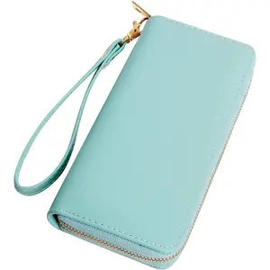 Womens Wristlet Wallet Zip Around Clutch Wallet Large RFID Blocking PU Leather Bifold with Phone Holder for Travel