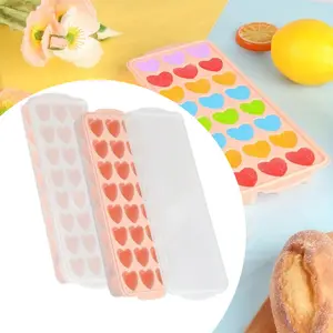 2pcs Love shaped silicone molds for ice cubes, candies, and chocolates, DIY Heart Ice Cube Trays, pink Ice Cube Tray with Lid, for Chocolates, Beer, Cold Fruit Drinks, Halloween candy making, Christmas gift making