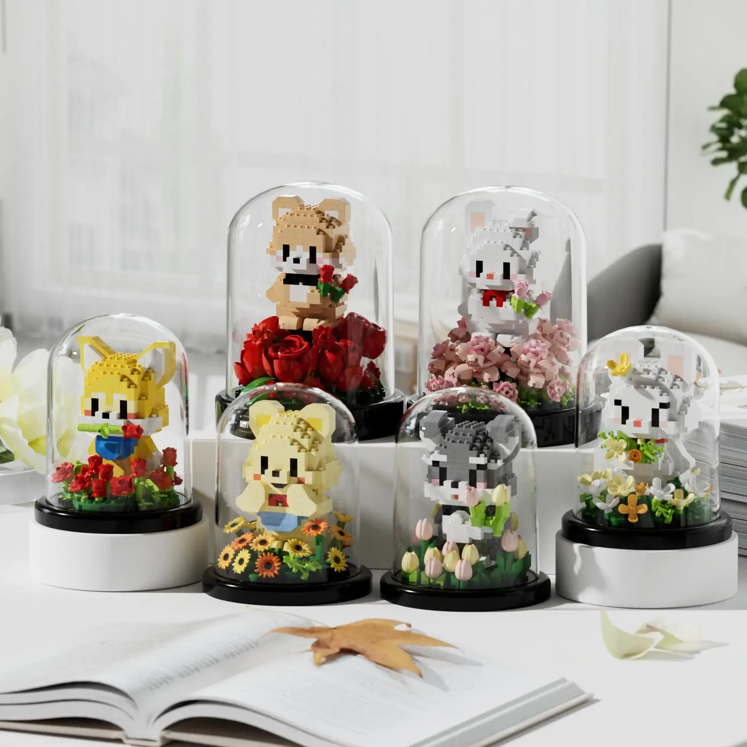 Micro-Block Bear/Rabbit/Dog Building Toys | Educational STEM Kits with 6 Animal Styles | ~500 Pieces | Ideal for Kids' Learning, Indoor Decor & Gifts