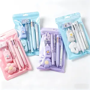 Cute 6-Piece Stationery Gift Set I Multifunctional Pens,Erasers & 6-Color Ballpoint Pen I Kawaii Girlish OfficeSupplies I Ideal Birthday Gift