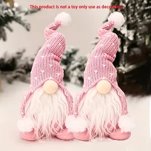 2count Classic Christmas Gnome Dolls with White Beards & Pink -like Hats (Brown/Pink) - Soft- Mini Figures for Indoor/Outdoor Tree, Window, Tablep Decor - No Face, Non-xic Hanging Ornaments (-Free Design