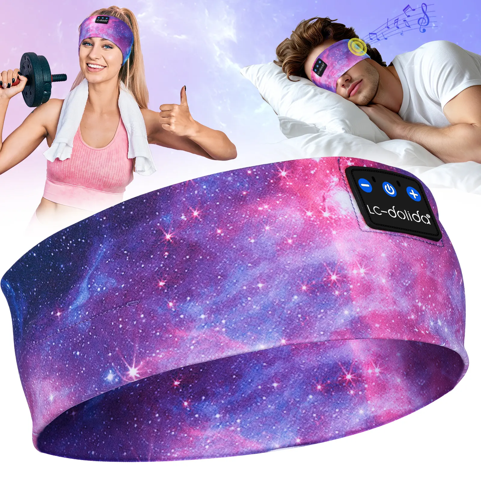 Wireless Bluetooth 5.4 In-Ear Sleep Headphones Earbuds - Stylish Fabric-Strap Headband with HD Stereo Audio Speakers, Ultra-Thin Breathable Sweat-Wicking Design, Fast Pairing for Sleeping, Gym