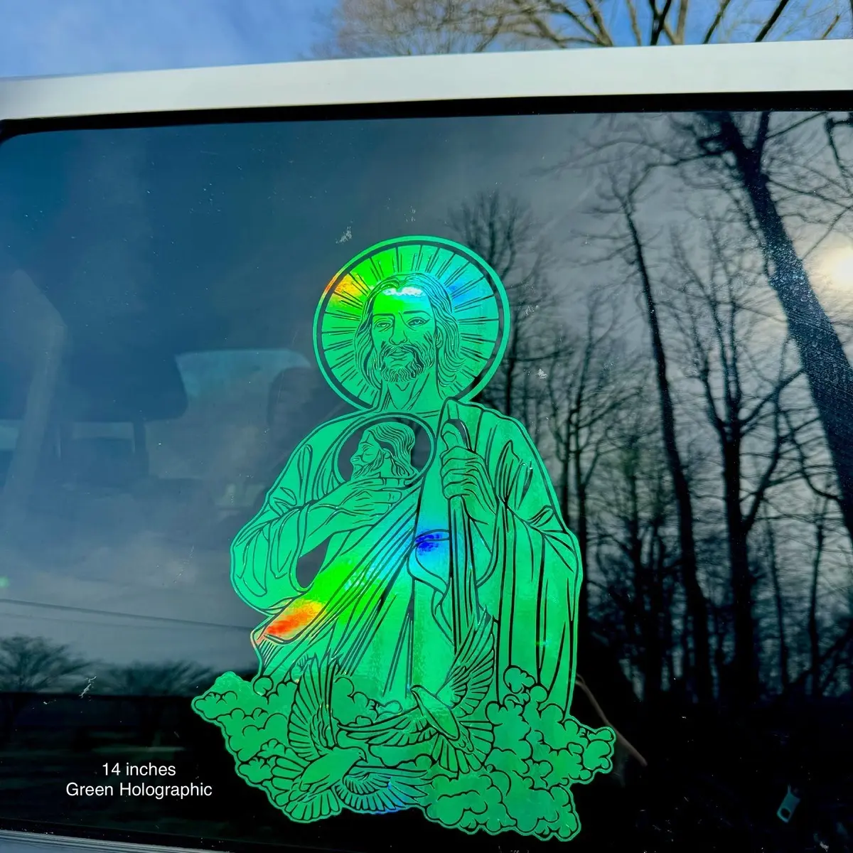 San Judas Tadeo Decal Sticker (For Dark Color Cars/Backgrounds)