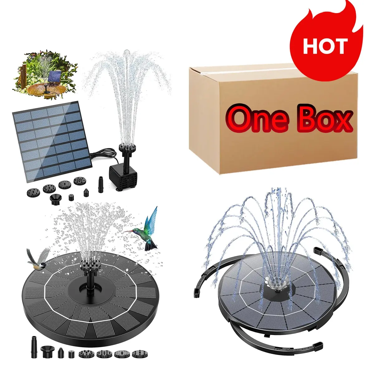 AISITIN 3.5W Solar Fountain – DIY Bird Bath Fountain With Multiple Nozzles, Floating