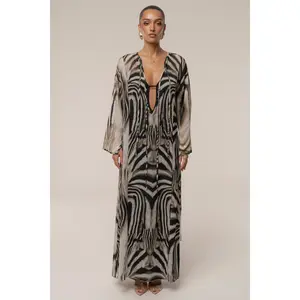 Brown Zebra Print New Vista Maxi Dress