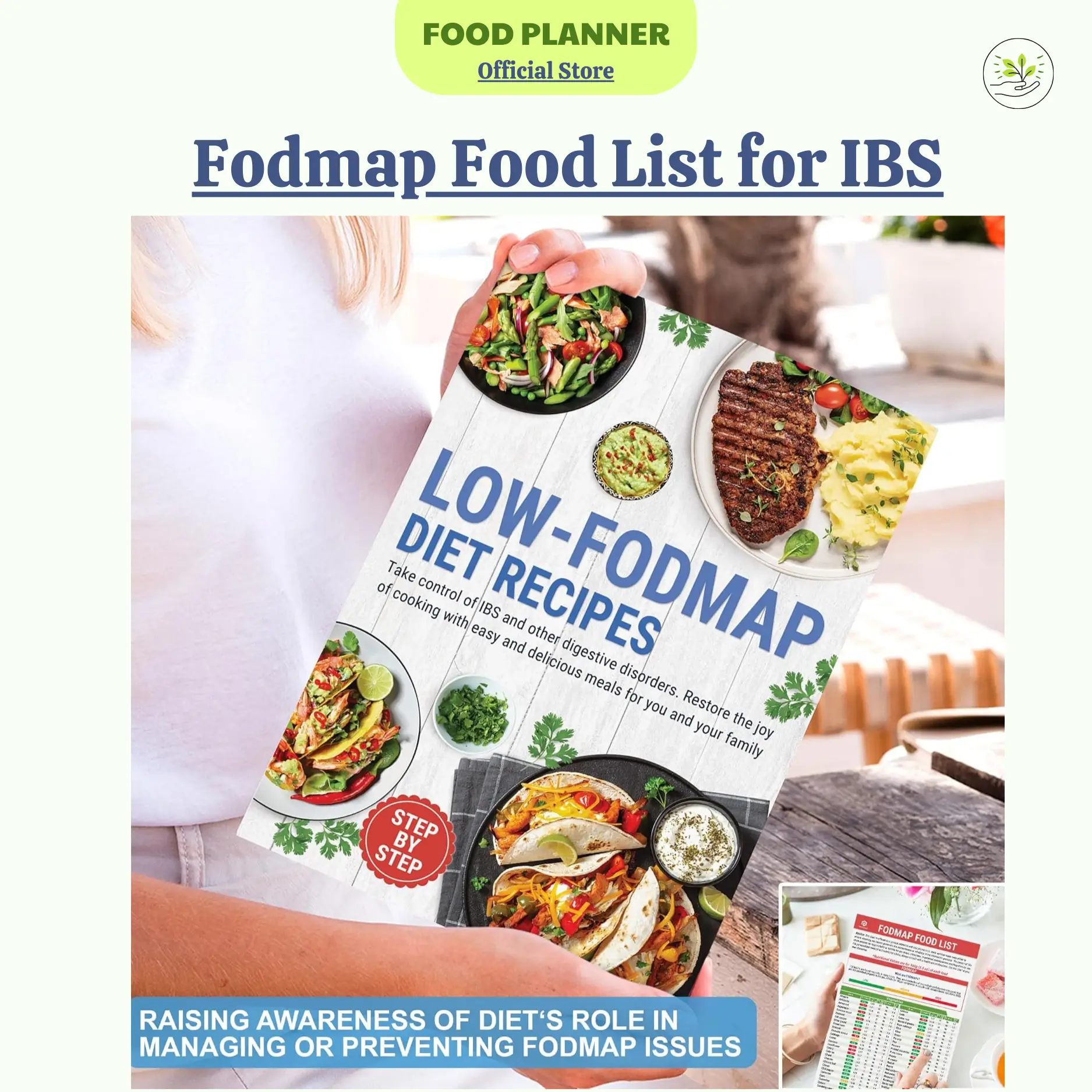Laminated Low FODMAP Charts & Food Lists & Recipes Set of 3 for IBS Relief - Beginner's Guide to the Elimination Diet Meal Planning