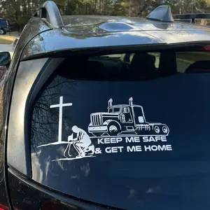 Truckers prayer Decal Sticker - Customizable for Cars, Trucks, SUVs, Glass Doors, Windows, Fridges - Available in Multiple Colors Vehicle Exterior Decoration