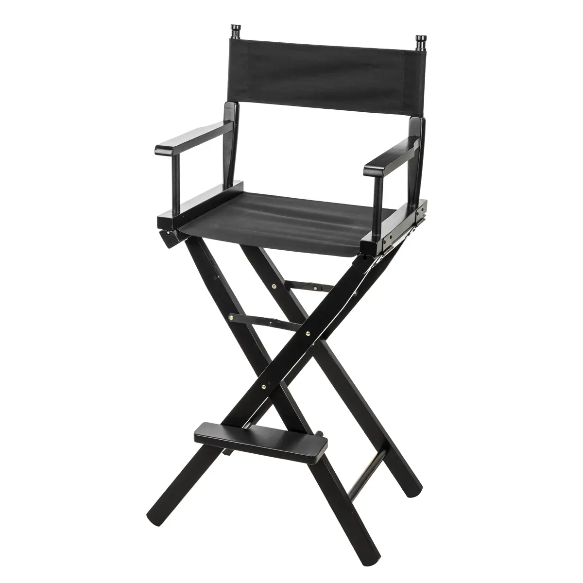CLAR DC-30 Directors Chair 30" Height Lightweight Foldable Portable Black Wood Frame with Footrest - For Home or Commercial use - Makeup Artist Chair - Film directing or YouTube (Black)
