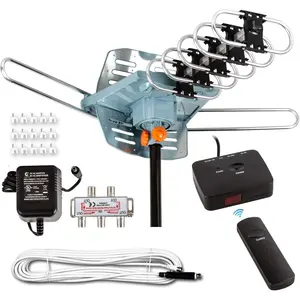HDTV Antenna Amplified Digital Outdoor Antenna 150 Miles Range, 360  Rotation  Remote, with 40FT RG6 Coax  Installation Kit Supports 5 TVs