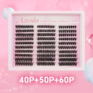 AZENLO FASH Hybrid False Eyelash Set, 40p+50p+60p Flat Powder Tow DlY Natural Eyelash Extension with Eyelash Adhesive, Sealant, Tweezers, Brush Automatic Eyelash Extension for Curled Eyelashes, Eye Makeup Enhancing False Eyelash,inspeauty lashes Cosmetic