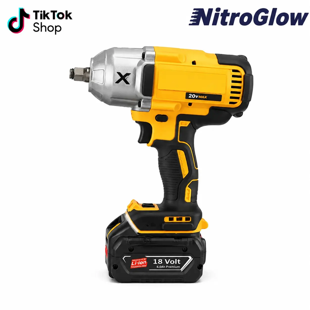 18V Cordless Impact Wrench, Brushless Electric Impact Gun, Compatible with Dewalt 20V Max Battery, High Torque Power Tool for Car Tire & Construction Repair