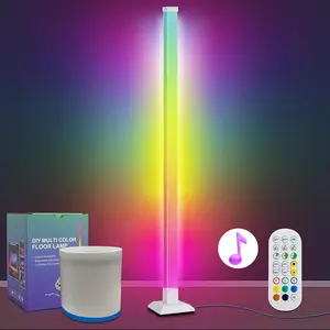 ICRGB Floor Lamp Dimmable, Led Lights 16 Million Colors for Bedroom with Remote, DIY Corner Lights for Gaming Room with Music Sync, Mood Lighting for Living Room
