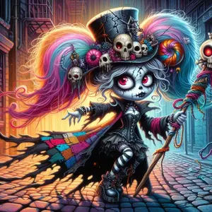 5D DIY Full Drill Round Diamond Painting - Diamond Art Painting Kit Skull Girl Mosaic, Canvas - DIY Decorative Painting, Home Wall Art, Suitable for Halloween, Christmas, Birthday, and Anniversary Gifts