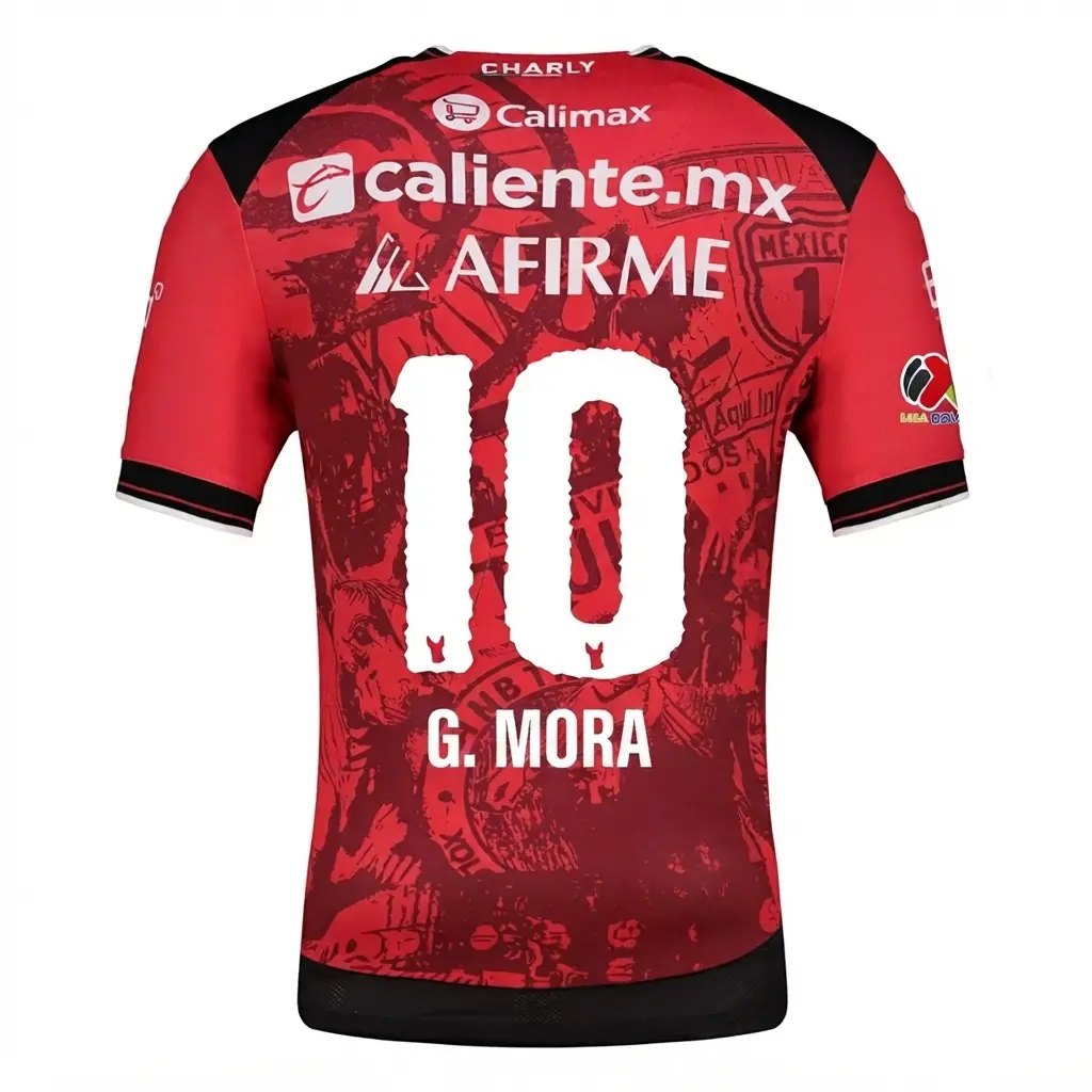 Charly Gilberto Mora #10 Xolos De Tijuana Home Jersey 2025-2026 – Men's Liga MX Soccer Shirt, Red Football Fan Jersey, Match Day Apparel