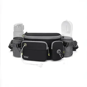 Tudequ Waist Bag, Running Belt Pouch with Two Water Bottle Bags, Men's Hiking Hip Pack, Crossbody Backpack, Outdoor Sports Accessory Gear, Jogging Equipment, Training, Trail Running