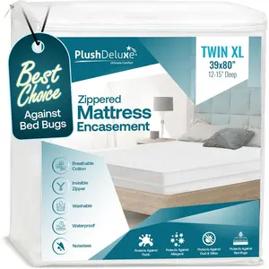 39X80 Size Zippered Waterproof Mattress Encasement Bedbug Proof 6-Sided Hypoallergenic Protection for College Dorm Cotton Terry Fabric Fits 12-15" Depth