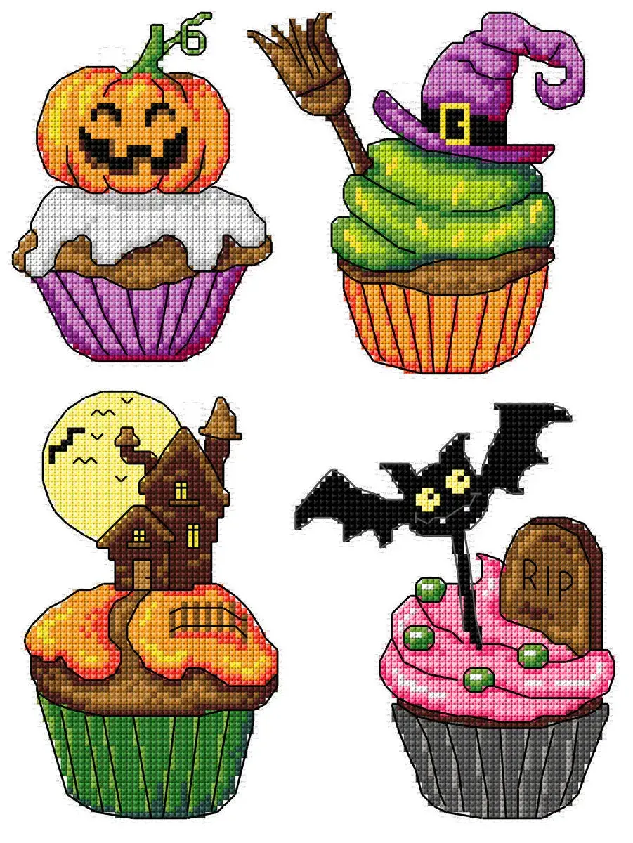Halloween Cupcakes Counted Cross Stitch Kit by Crafting Spark 175CS