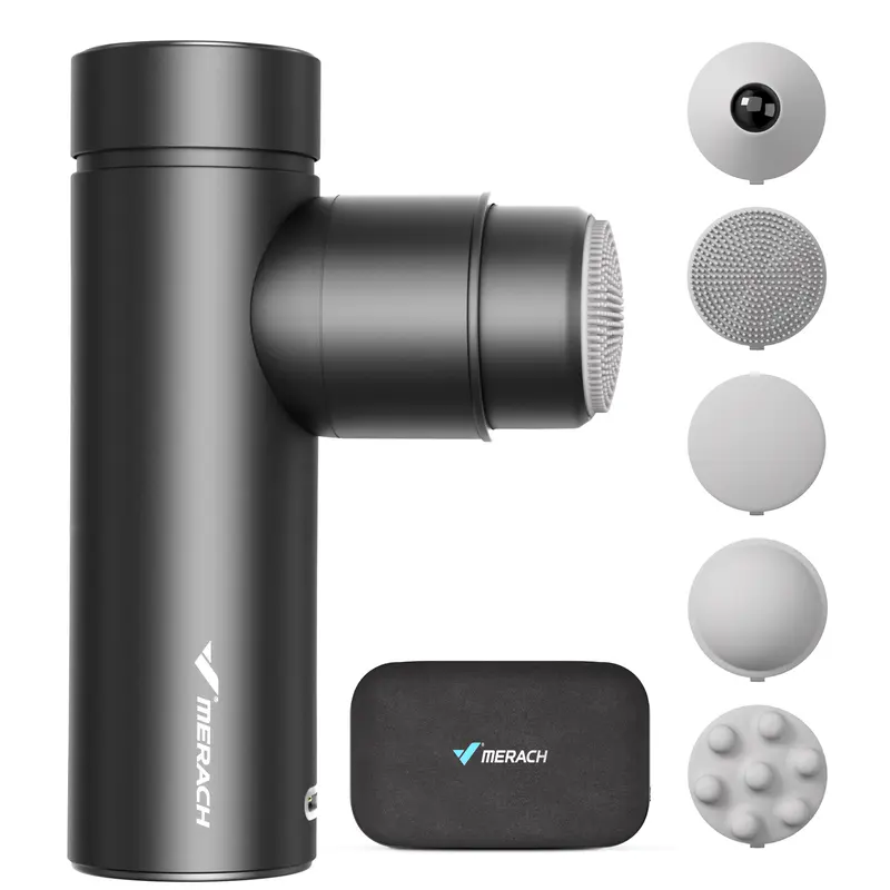 MERACH Pocket On-the-Go Ergonomic Neck/Back/Legs Muscle Massager - 96W 2550mAh Rechargeable Deep Tissue Tool, 5.8x3.6 Inches, Adjustable Settings, Eco-Friendly Battery-Powered, Bag-Compatible, Low Back Pain Relief, Personal Care Gift