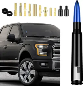 American Flag, Blue, Short Bullet Truck Antenna Universal Fit, Anti-Theft Car Wash Safe Replacement, Exterior Accessories