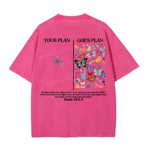 God's Plan Unisex Washed T-Shirt Breathable Solid