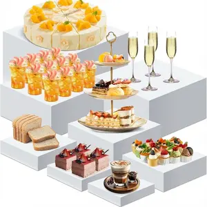 Acrylic Buffet Risers Set | 6/8-Piece Cube Display Stand Shelf, Stackable Food Risers for Buffet Table, Party, Home Decor & Retail