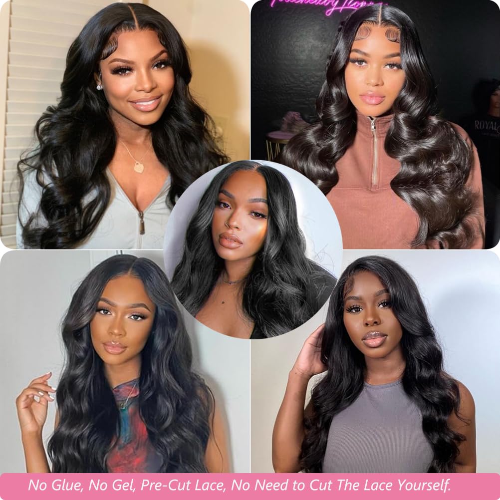 SheReigns Hair Ready To Wear Lace Closure Wig Body Wave Glueless Wig Human Hair 5x5 Pre Cut Lace Closure Wigs For Women 180 Density Brazilian Real Human Hair 13x4 Drawstring Glueless Lace Front Wig