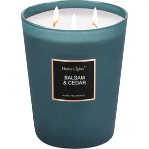 HomeLights Highly Scented Soy Candles Big 33.3 oz for Home.3 Cotton Wicks, Smokeless Long Lasting 130 hrs in Balsam & Cedar.5x6, Great Gift for Women & Men
