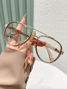 Fashion Metal Frame Eyeglasses, Anti-blue Light Eyeglasses for Women & Men, Fashion Eyeglasses for Work, Daily Clothing Decor, Perfect for Student Daily Use, Lightweight Durable Glasses, Fashionable frames glasses