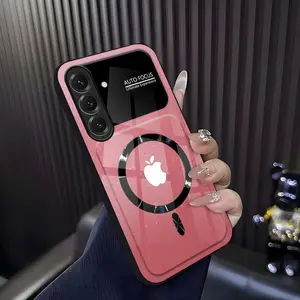 Luxury Marble Tempered Glass MagSafe Case with Lens Guard and Shockproof Armor Frame for [Galaxy S25+] 952