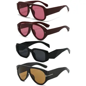 【SummerVibes】2/4Pcs Retro Oversized Aviator Trendy Rectangle Sunglasses for Women Men Luxury Thick Frame Fashion Shades Stylish UV Protection Eyewear for Fashion Lovers & Trendsetters