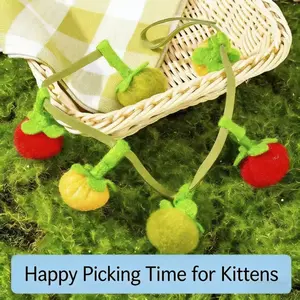 Pet Toy Cat Toys Tomato String Chew Resistant Persimmon String Cat Toy Self-Entertainment Stress Relief with Bell Fun Play Safe Kittens