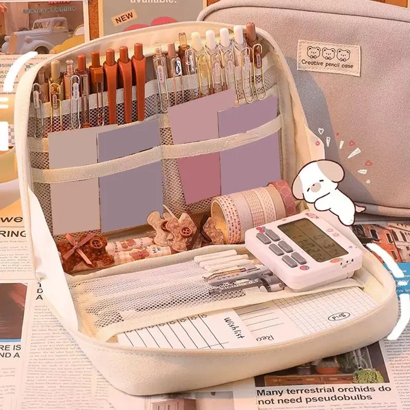 Office Pencil Case, 1 Count Portable Large Capacity Pencil Bag, Students Stationery Bag, Desk Accessories, Pencil Storage Organizer Case, School Suppl