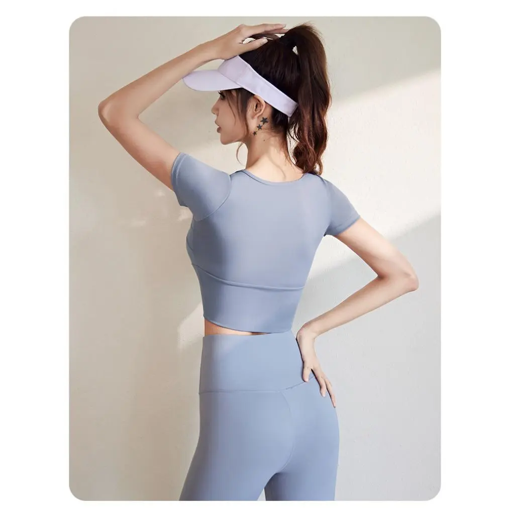 Women's Slim Fit Yoga Set, Summer Running Sports Suit with Chest Pad, Slimming Fitness Training Outfit Women's Slim Fit Yoga Set, Summer Running Sports Suit with Chest Pad, Slimming Fitness Training Outfit