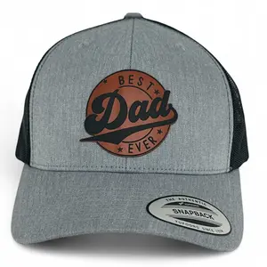 The Authentic Snapback Brand Best Dad Ever Trucker Hat with Laser Engraved Leather Patch Adjustable Fit Durable Material for Men Perfect for Outdoor Activities