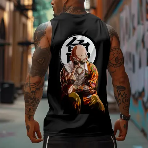 Dragon Ball DBZ Roshi Unisex Summer outfits men streetwear 80s 90s graphic tees cotton Anime tank tops men gifts Outdoorfun