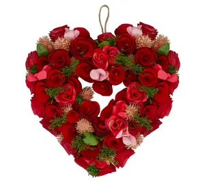 Northlight Wooden Rose Valentine's Day Wreath 13.5"