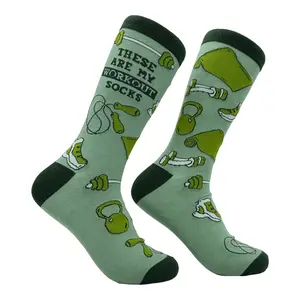Men's These Are My Workout Socks Funny Sarcastic Fitness Graphic Footwear Funny Graphic Socks Comfortable Fitted Spandex Cotton