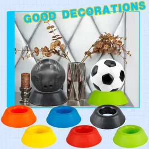 Colorful 6-Piece Soccer Ball Holder, Multi-Use Display Rack for Volleyball and Rugby, Space-Saving Design, Ideal for Home and Club Use